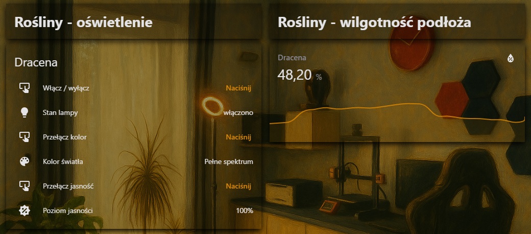 Smart plant light in HA dashboard